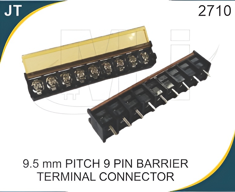 9.5 MM PITCH 9 PIN BARRIER TERMINAL CONNECTOR - PVC Material, METAL Screw Components | Reliable & Secure Locking Mechanisms, Space-Saving Design