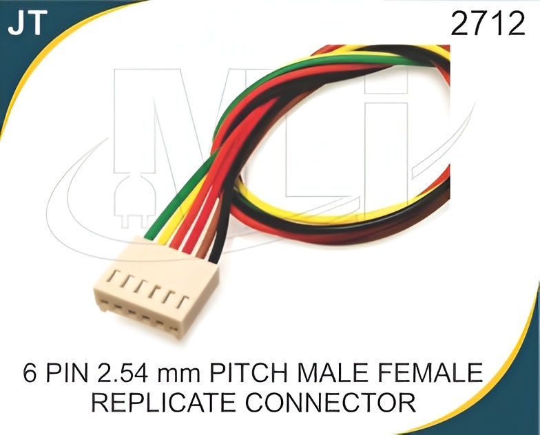 6 PIN 2.54 MM PITCH MALE FEMALE REPLICATE CONNECTOR - Plastic, 2.5 mm Pitch JST11, Female Gender, Ideal for Battery and LED Applications, Reliable Locking Mechanism