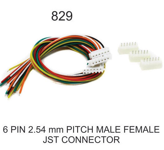 6 PIN 2.54MM PITCH MALE FEMALE JST CONNECTOR