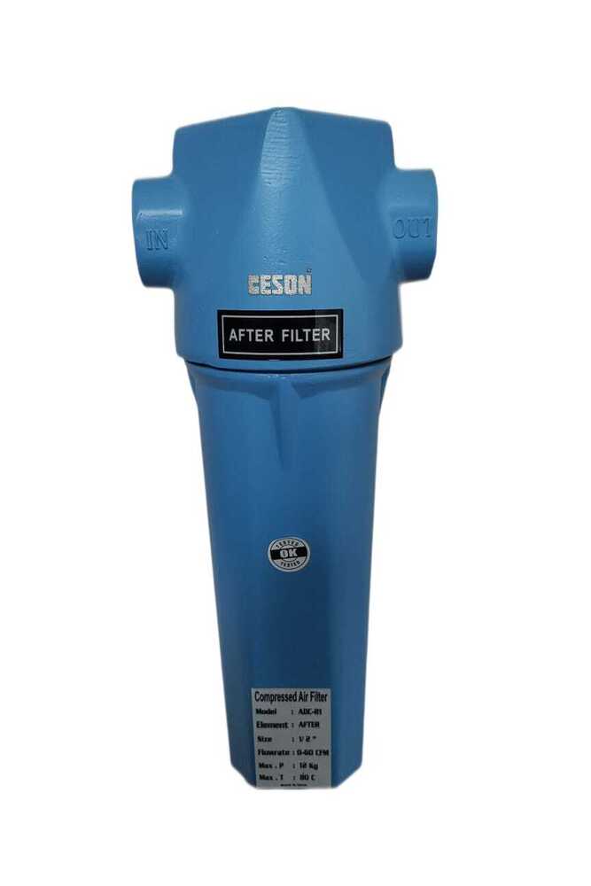 Air Compressor Filter - Aluminium, Various Sizes Available, Grey/black/blue Color, 1.5kg Weight, Working Pressure Of 90c - Moisture Removal & Filtration Efficiency