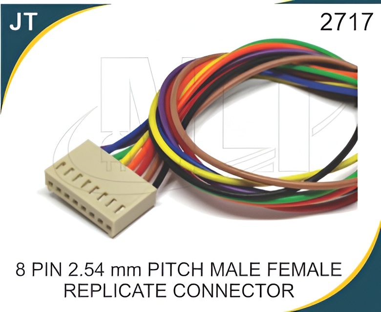 8 PIN 2.54MM PITCH MALE FEMALE REPLICATE CONNECTOR - Plastic Contacts, Standard Current Rating | Reliable Locking Mechanism, Compact Design for Electronics