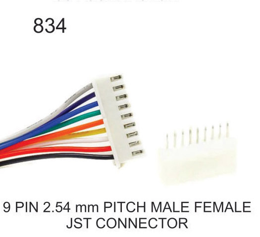 9 PIN 2.54 MM PITCH MALE FEMALE JST CONNETCOR