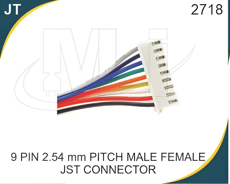 9 PIN 2.54 MM PITCH MALE FEMALE JST CONNETCOR