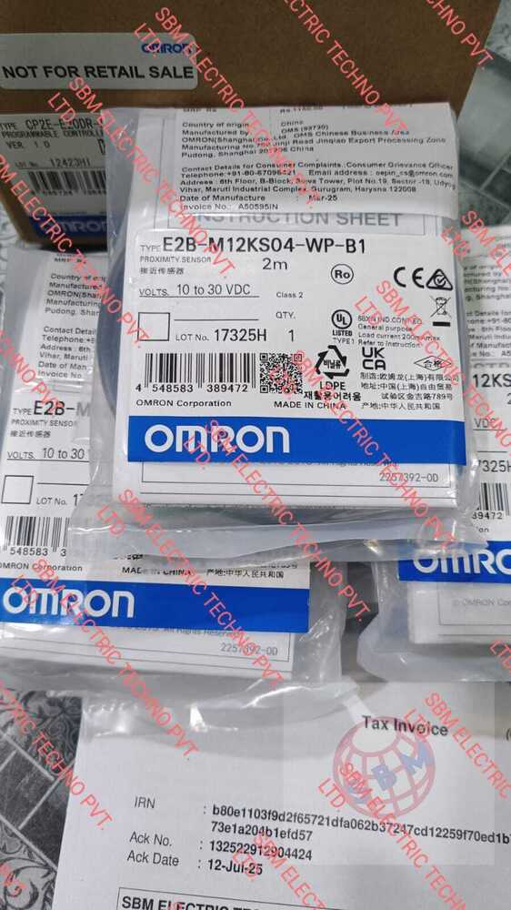 OMRON PROXIMITY SENSOR ,E2B-M12KS04-WP-B1 2M, DIA 12MM, SD 4MM, PNP NO