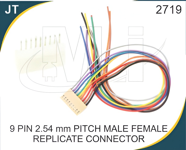9 PIN 2.54MM PITCH MALE FEMALE REPLICATE CONNECTOR - Plastic Material, Standard Current Rating | Reliable Locking Mechanism, Compact Design, Easy Assembly