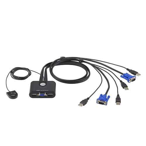 Aten Cs22U 2-Port Usb Vga Cable Kvm Switch With Remote Port Selector - Color: Black