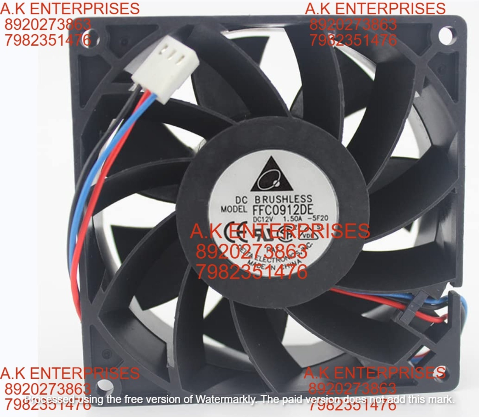 DELTA FFC0912DE 90x90x38mm 12V 1.50A 16.2W 8500RPM 102.02CFM 9CM 3-Wire Cooling Fan