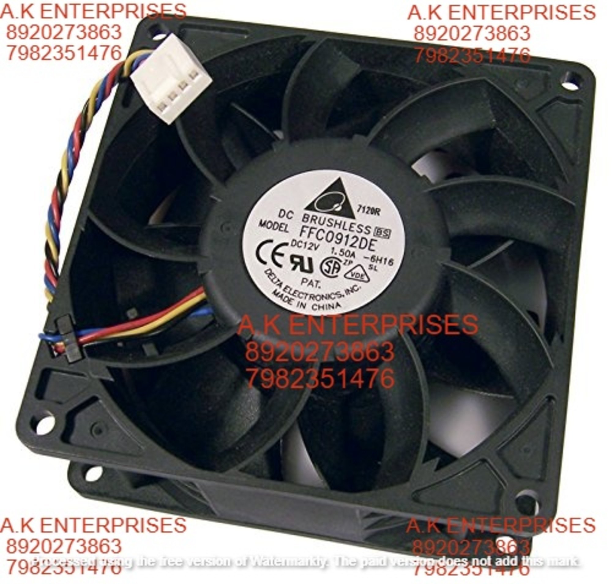 DELTA FFC0912DE 90x90x38mm 12V 1.50A 16.2W 8500RPM 102.02CFM 9CM 3-Wire Cooling Fan