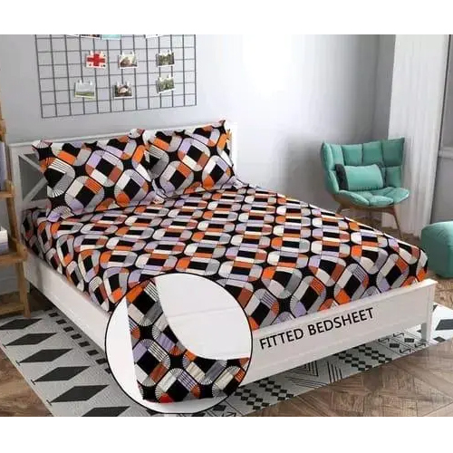 Attractive Double Fitted Supersoft Double Bedsheet With 2 Large Pillow Cover - Color: Different Available