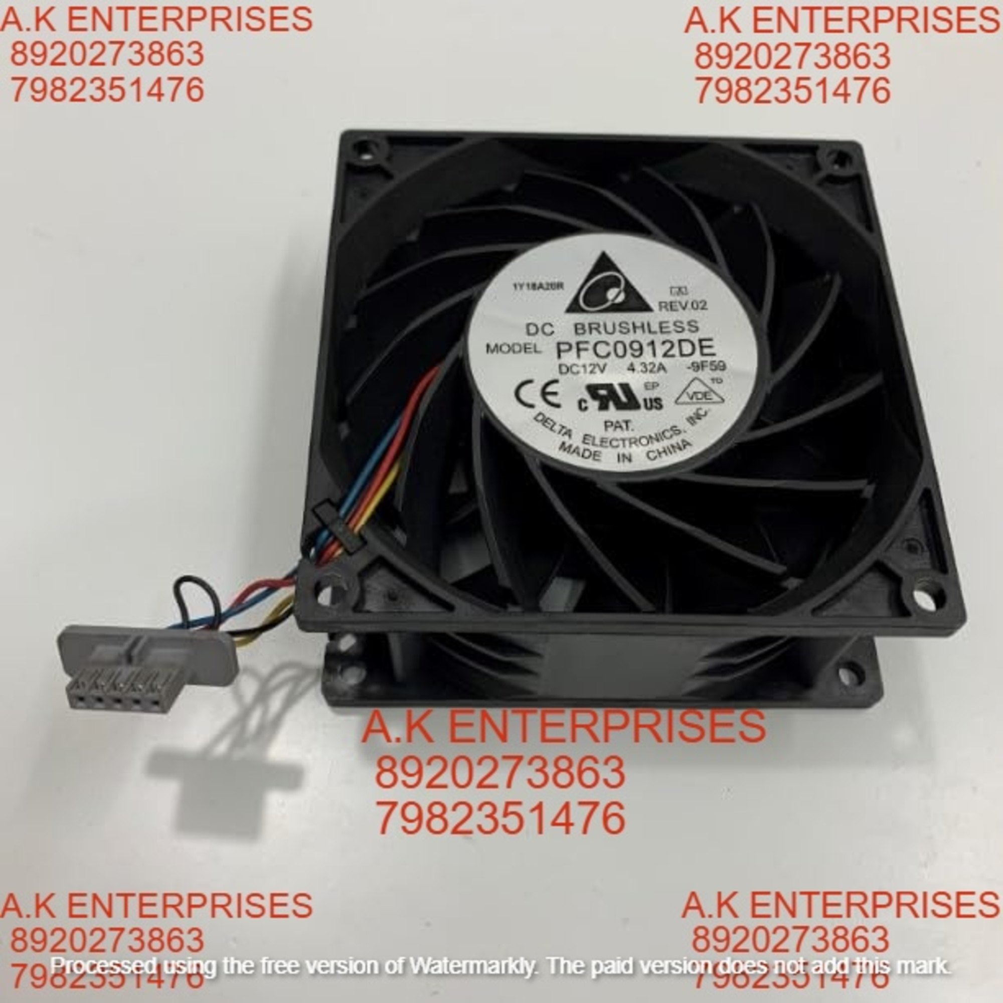 DELTA PFC0912DE High Speed Cooling Fan Dc 12v 4.32a 8000RPM 90x90x38mm 4 Wires