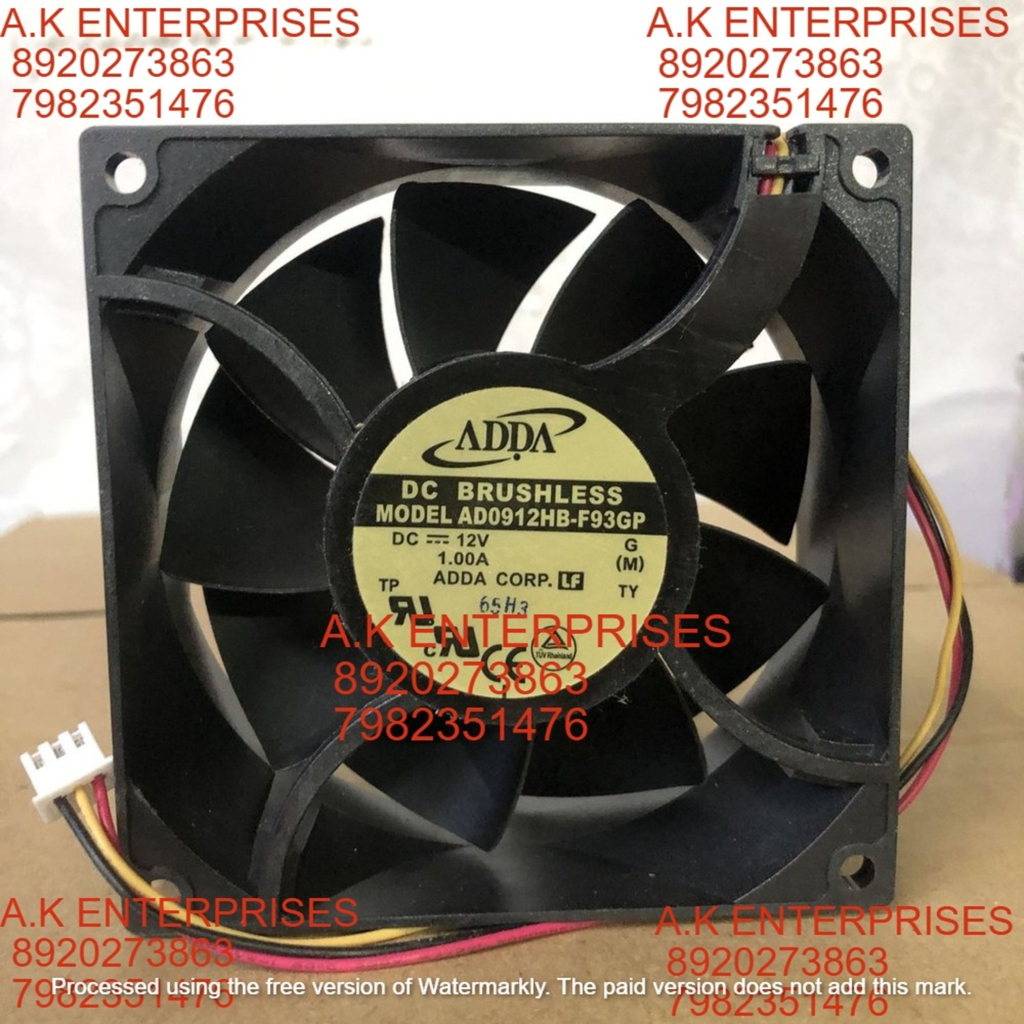 ADDA AD0912HB-F93GP Cooling Fan, Size: 90 mm X 90 mm X 38 mm, 12 V