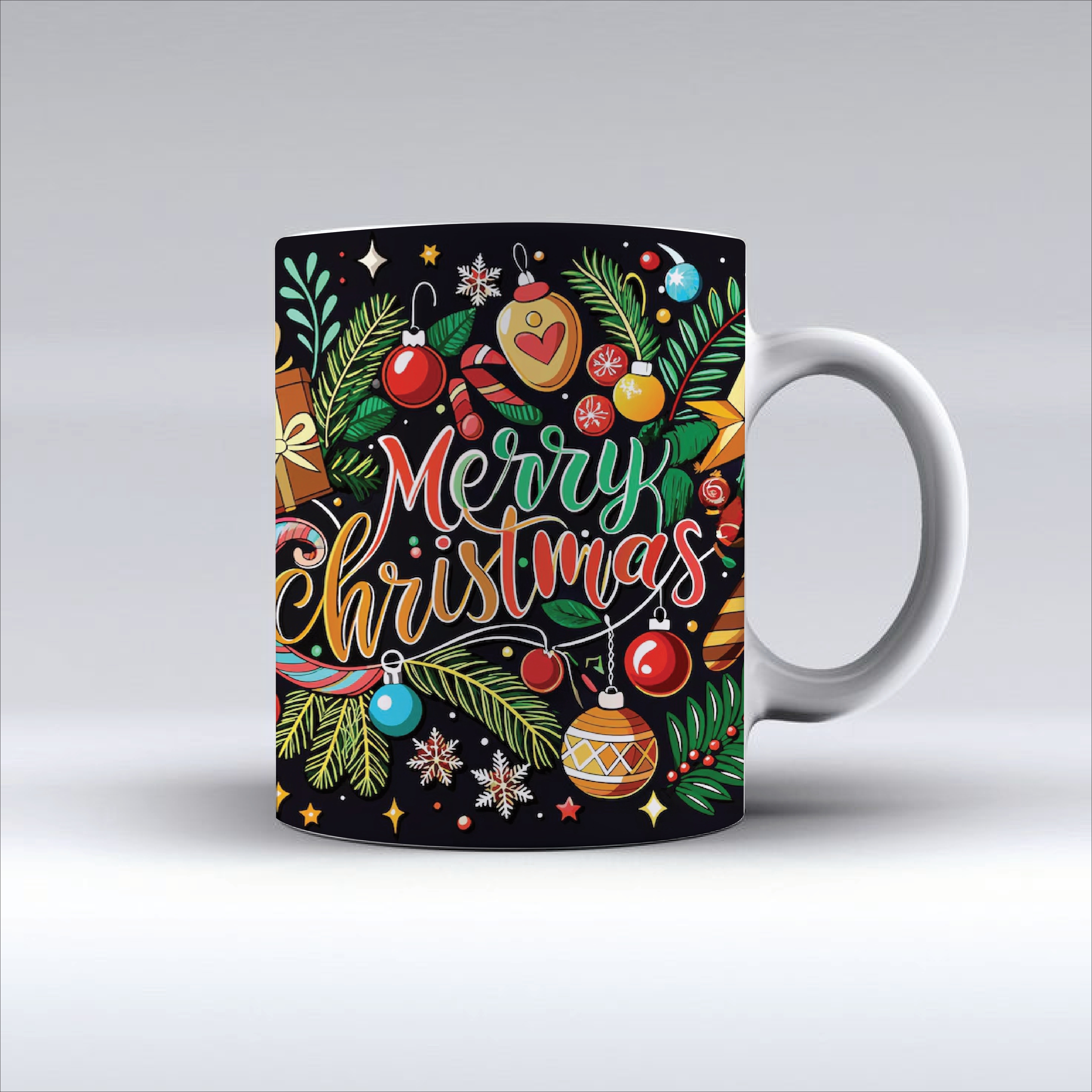 Print Ginnie Merry Christmas Multi color Printed Ceramic Coffee Mug 350 ml