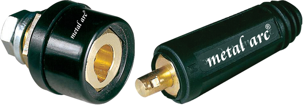 Metal Arc Welding Connector & Socket Combo - Brass Hex, 300 Amps, Black | Ce Certified, Heat Oil & Abrasion Resistant Insulators, High Grade Copper Alloy, Easy Mount & Use