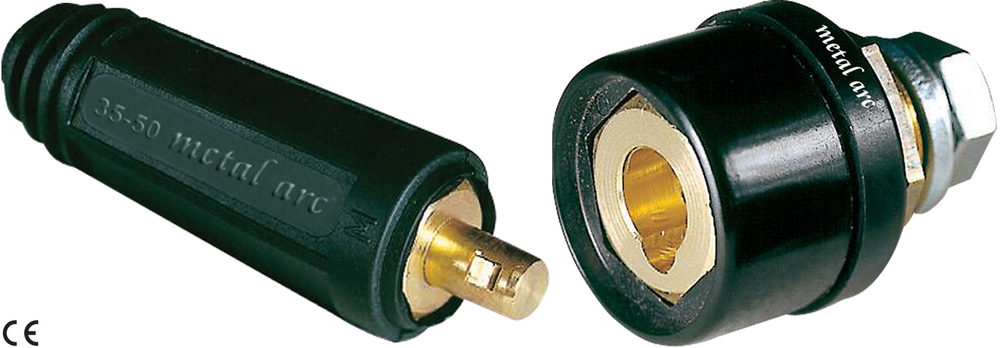 Metal Arc Welding Connector & Socket Combo - Brass Hex, 300 Amps, Black | Ce Certified, Heat Oil & Abrasion Resistant Insulators, High Grade Copper Alloy, Easy Mount & Use