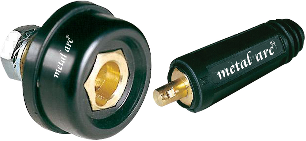 Metal Arc - Welding Machine Connector & Socket Combo - Cf201 200 Amps | Brass Hex, Black Color, Copper Alloy, Ce Certified, Rugged Durable Finish