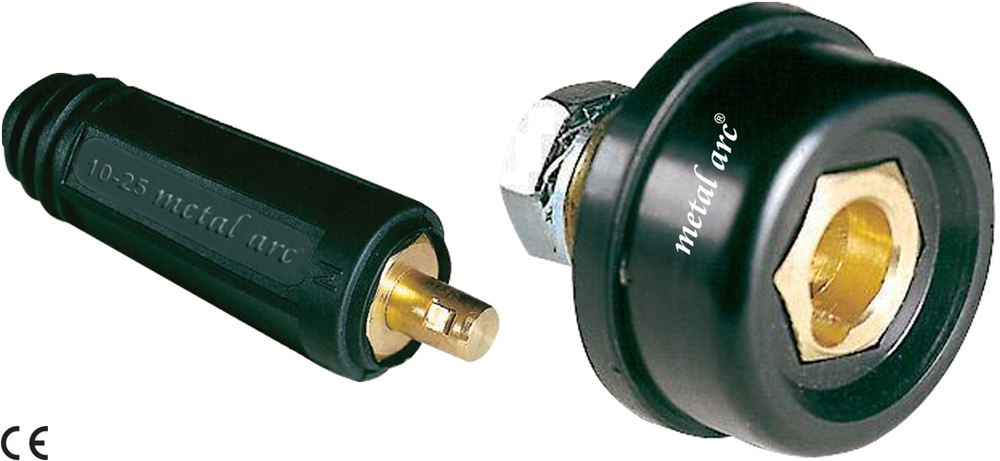 Metal Arc - Welding Machine Connector & Socket Combo - Cf201 200 Amps | Brass Hex, Black Color, Copper Alloy, Ce Certified, Rugged Durable Finish