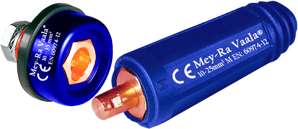 Machine Connector & Socket Combo - Brass Hex, 200 Amps, Cable Size 10-35 Mm2, Red/blue/black, Heat & Abrasion Resistant, Ce Certified