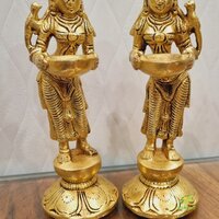 aakrati Decorativ Deep Lady Pair Of 2 Pieces Brass (Pack of 2) Table Diya Set  (Height: 7 inch)