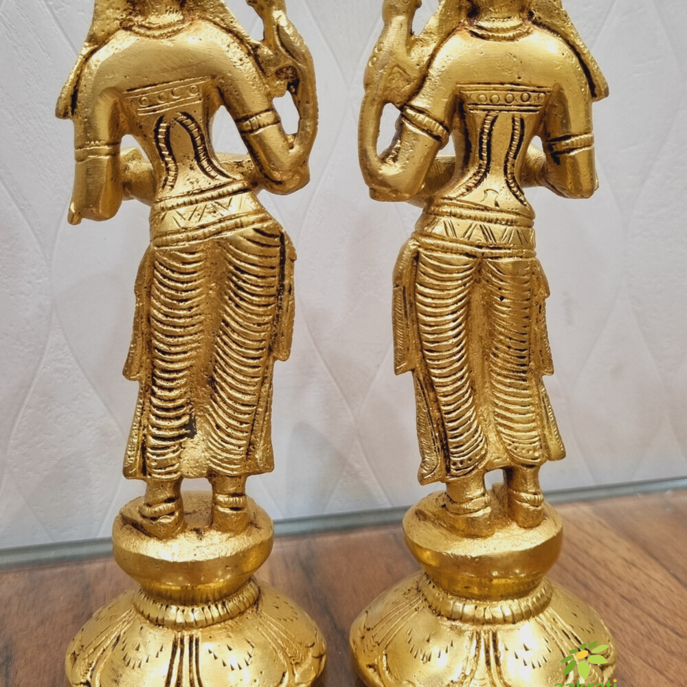 aakrati Decorativ Deep Lady Pair Of 2 Pieces Brass (Pack of 2) Table Diya Set  (Height: 7 inch)