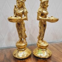 aakrati Decorativ Deep Lady Pair Of 2 Pieces Brass (Pack of 2) Table Diya Set  (Height: 7 inch)