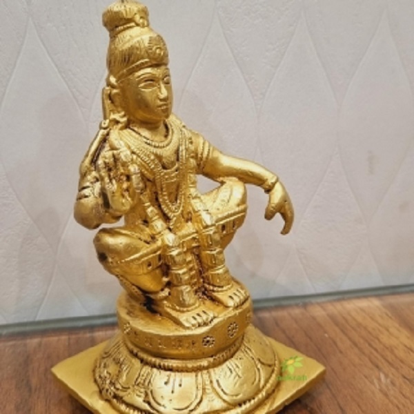 aakrati Ayyappa metal figure for your Temple Decorative Showpiece - 14 cm  (Glass, Yellow)