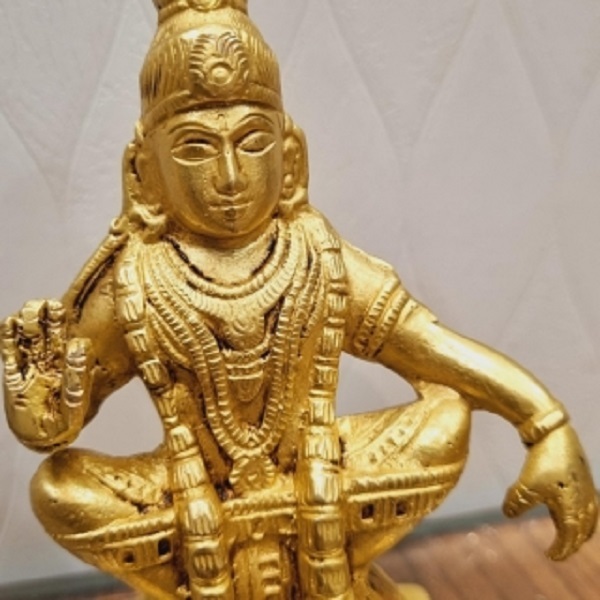 aakrati Ayyappa metal figure for your Temple Decorative Showpiece - 14 cm  (Glass, Yellow)