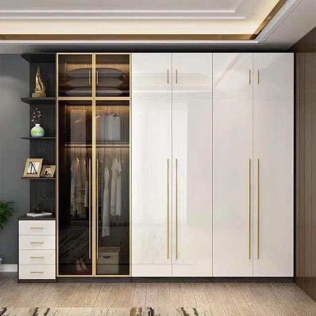 White Luxury Modular Wardrobe - Brand Name: Jindal Steel