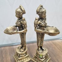 aakrati Deep Laxmi Pair Made Of Metal Unique For Decor And Temple Brass (Pack of 2) Table Diya Set  (Black Antique)