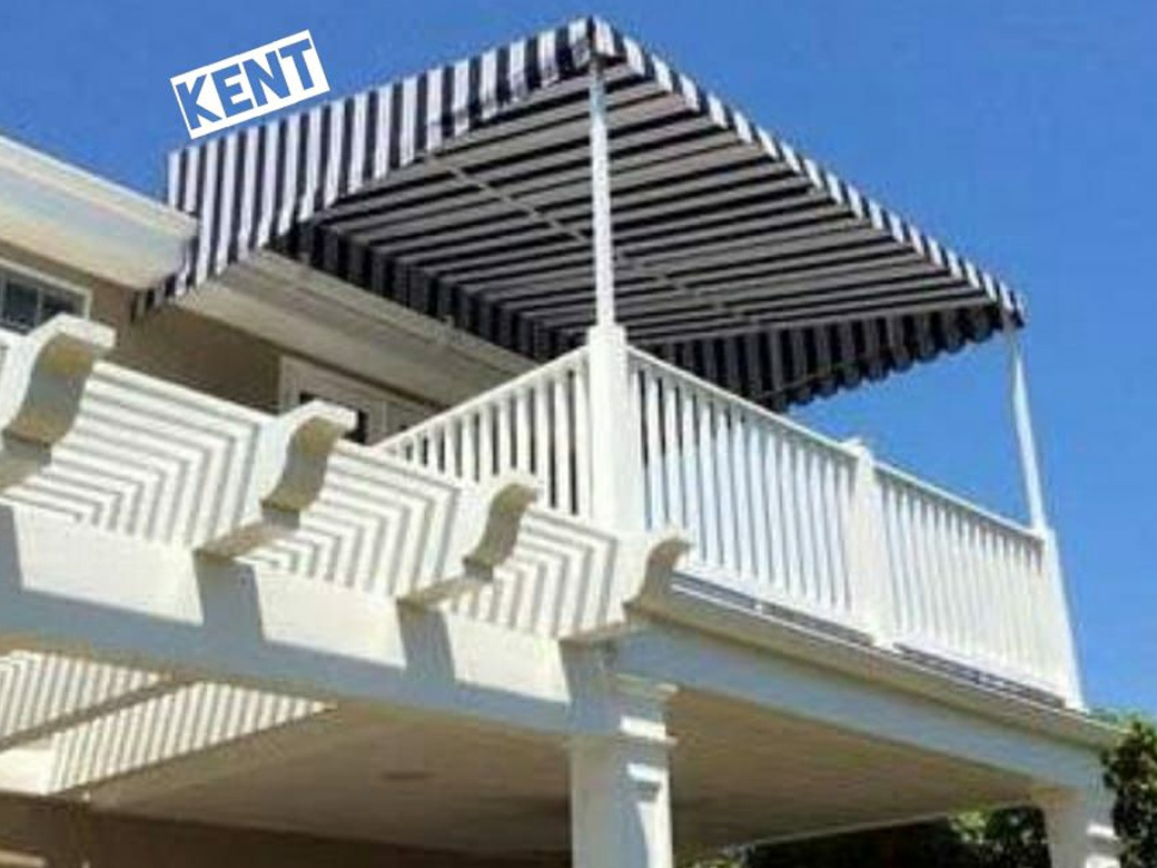 Outdoor Fixed Awning - Mild Steel Frame, Green Color, White Polished Finish | Waterproof, Uv Protected, Manual Operation, Ideal For High Rise Buildings