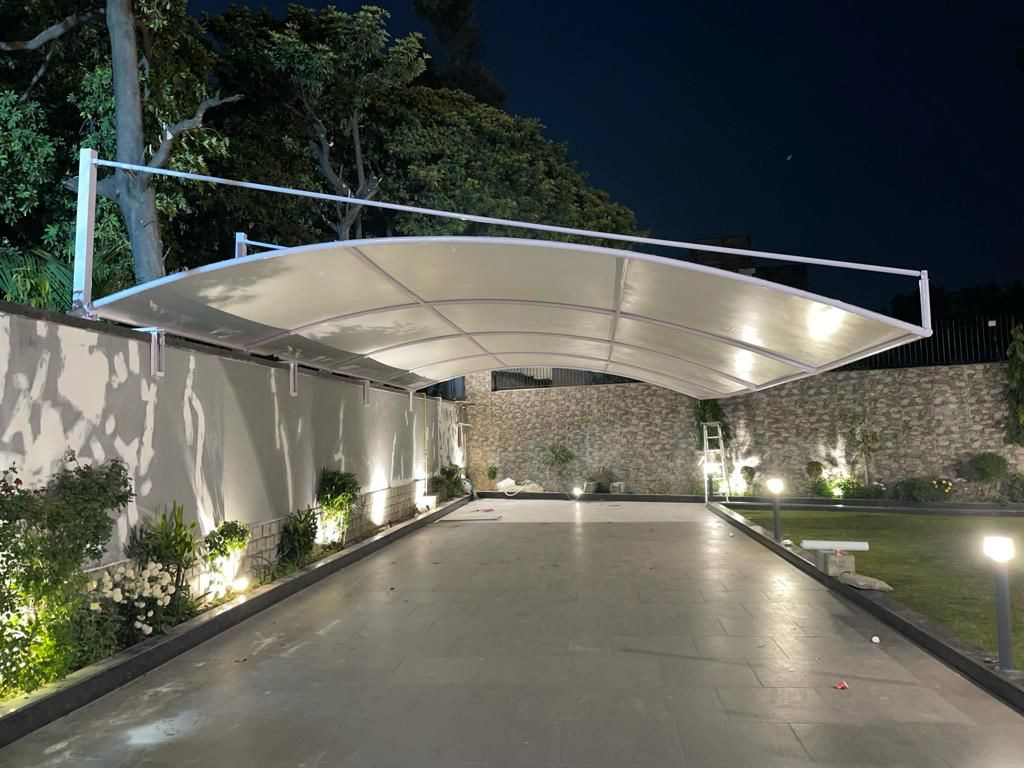 Car Parking Tensile Fabric Structure - Color: White