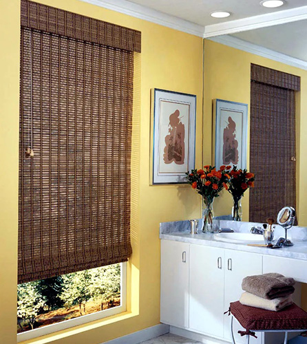 Window Bamboo Blind - Bamboo Material, Foldable Type, Brown Color | Waterproof, Anti-uv, Vertical Pattern, Easy To Adjust And Maintain