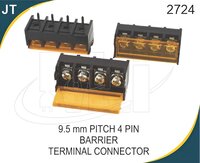 9.5 Mm Pitch 4 Pin Barrier Terminal Connector - Aluminium, Standard Size, 4 Holes, 100 Pieces | Reliable Locking Mechanisms, Easy Assembly For Electronics
