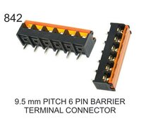 9.5 Mm Pitch 6 Pin Barrier Terminal Connector - Brass, Standard Size, 6 Holes, 100 Pieces | Reliable Locking Mechanisms, Easy Assembly, Compact Design