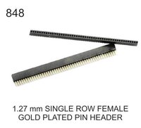 1.27 Mm Single Row Female Gold Plated Pin Header - Plastic, 2 Mm Size, Black Color, Suitable For Berg Connector Applications, Reliable Electrical Connection