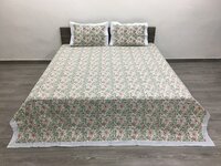 Hand  Block Printed Percale Bedsheet - Color: Multi
