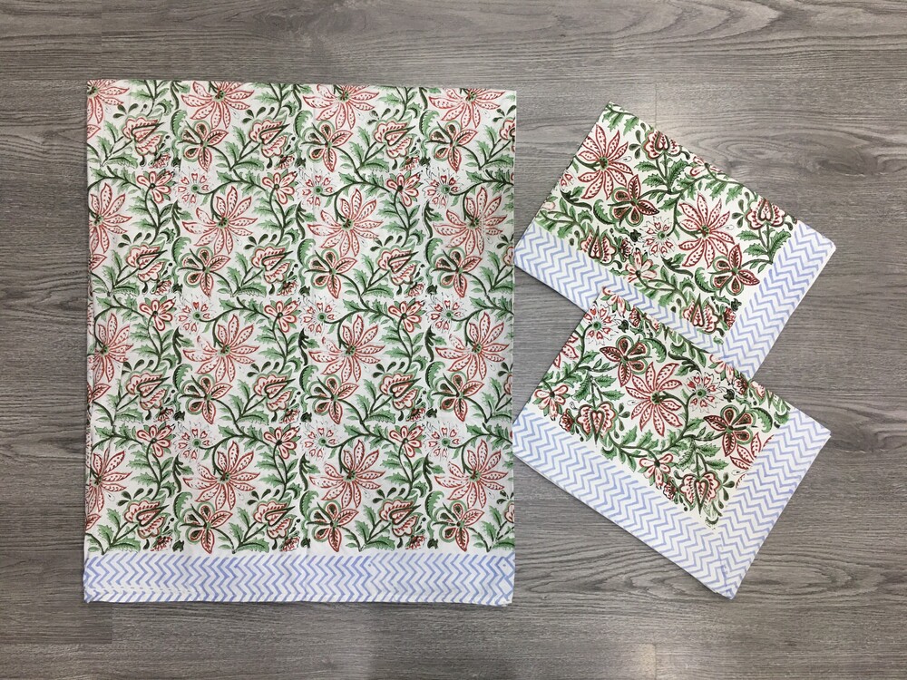 Hand Block Printed Percale Bedsheet