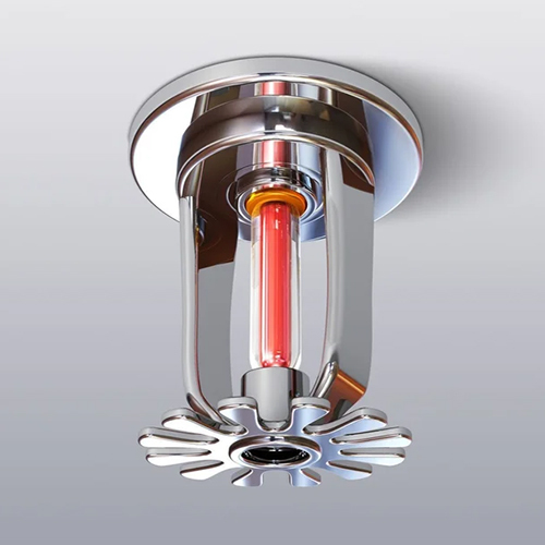 Ceiling Mounted Fire Sprinkler System - Brass Material, 50-60 HZ Frequency, Silver Finish, 57 Degree Celsius Temperature Range | Industrial Fire Suppression Solution