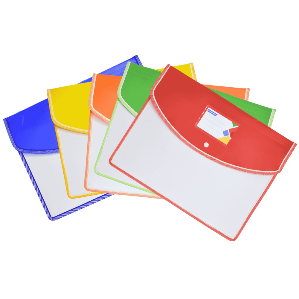 Plastic Button File Folder Matt Matt Opaque White with Flurescent document Bag 0.40_612