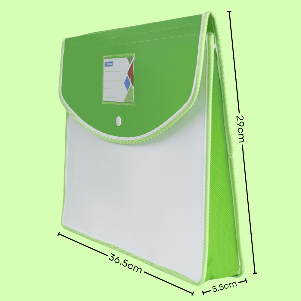 Plastic Button File Folder - Pp Material, A4 Size, Matte Opaque White With Fluorescent Document Bag | Durable, Lightweight, Eco-friendly, Ideal For Office And Educational Use