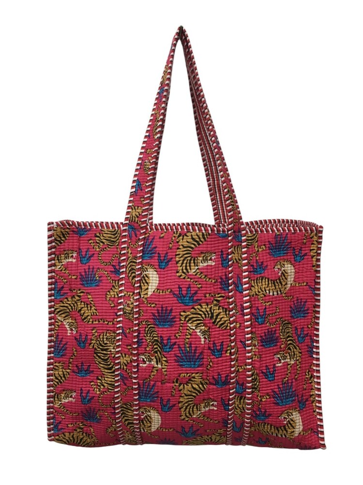 Cotton Quilted Tote Bags With Zip