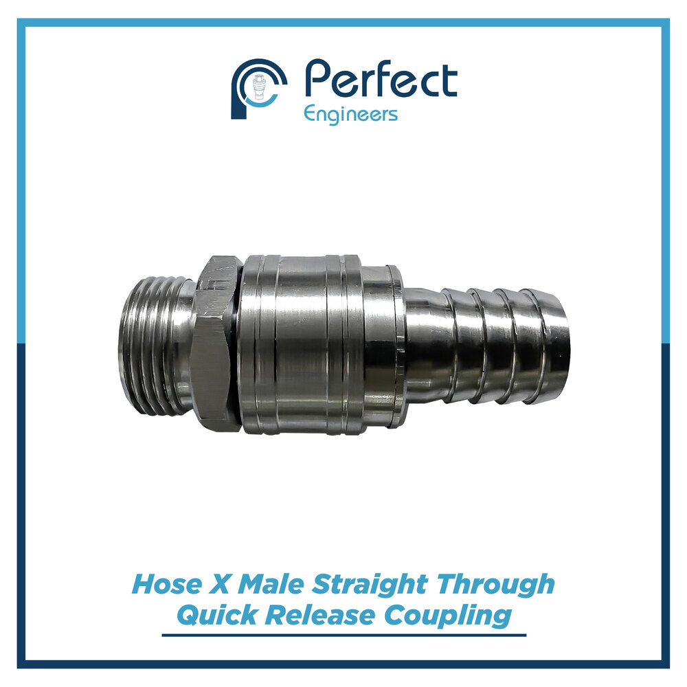 Hose x male straight through quick release coupling