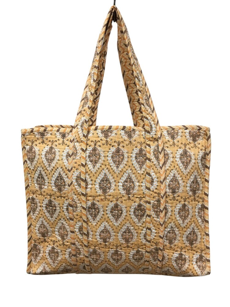 Floral Printed Cotton Quilted Tote Bags Without Zip