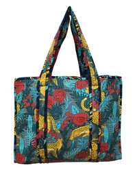 Floral Printed Cotton Quilted Tote Bags Without Zip