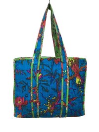 Floral Printed Cotton Quilted Tote Bags Without Zip