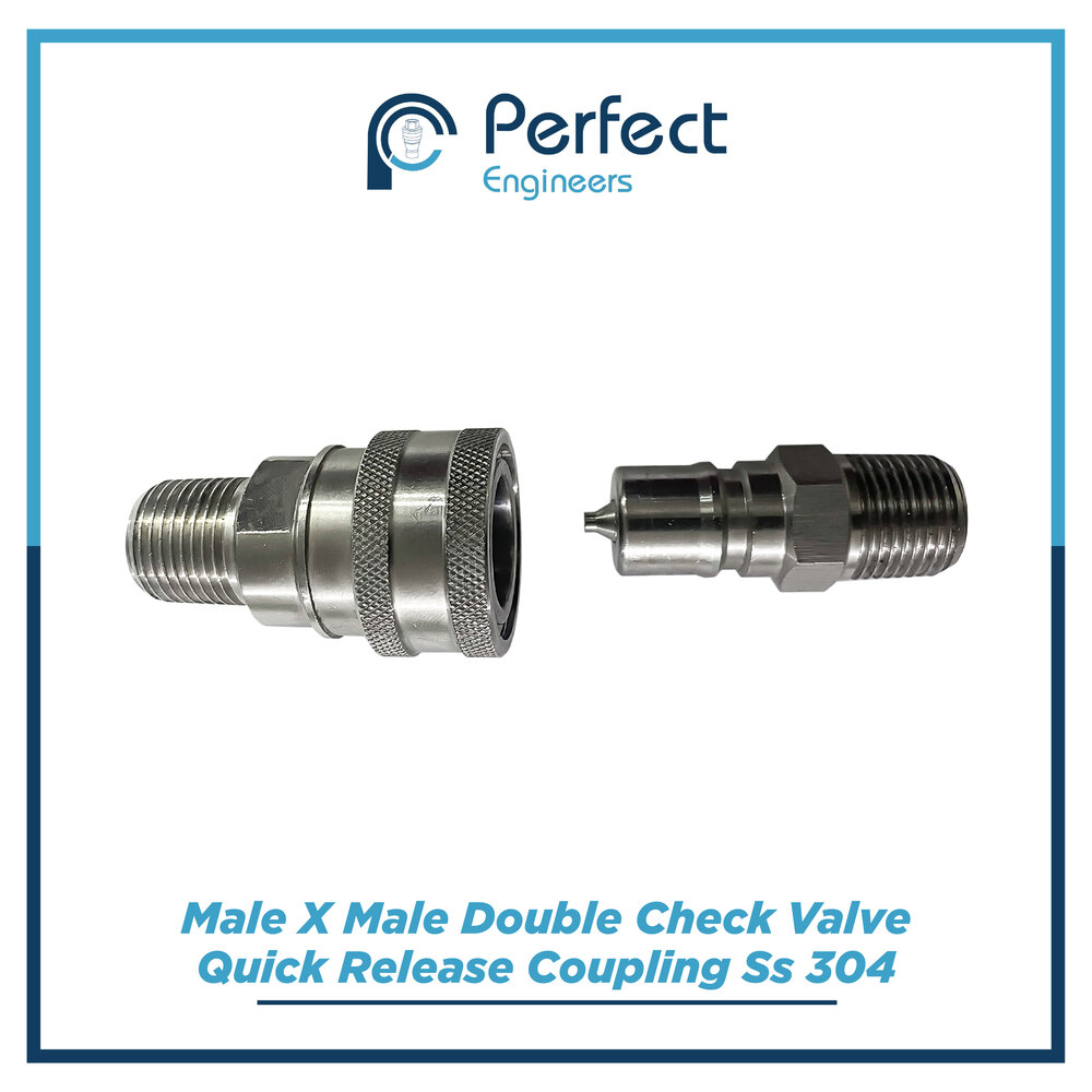 Male x male double check valve quick release coupling SS 304