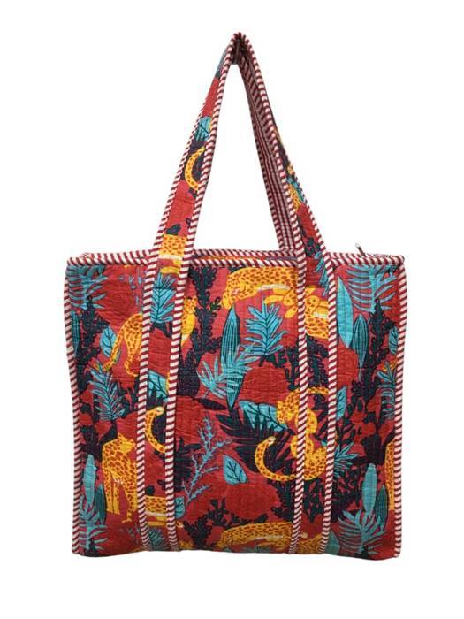 Cotton Quilted Tote Bags With Zip