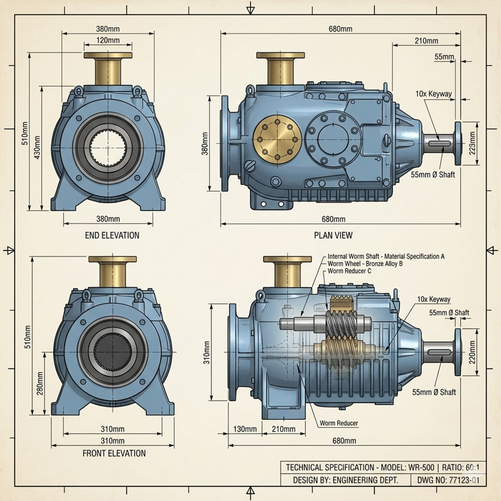 Cooling Tower Gear Box - Color: Blue