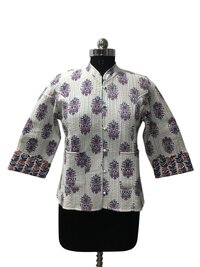 Short Cotton Quilted Screen Printed Jacket - Age Group: Adults