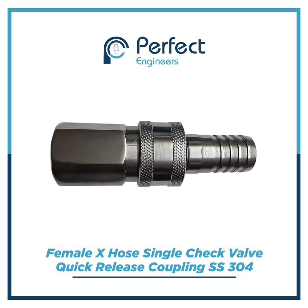 Female x hose single check valve quick release coupling SS 304