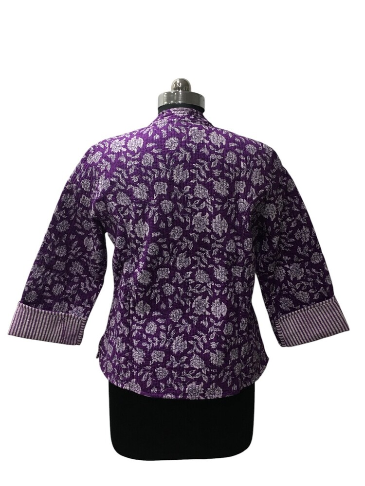 Cotton Quilted Short Jacket - Customized Size Multicolor Screen Printed Design | Breathable Reversible Washable Double Pockets Winter Wear For Women